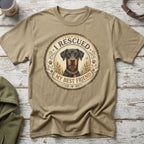 T-shirt with Doberman graphic and text "I Rescued My Best Friend."