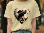 Dog portrait in a heart with paw print and gold heart detail.