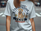 Rescued Lab Retriever Club graphic with a dog, tennis ball, and shelter rescue emblem.
