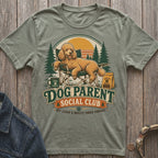 T-shirt with a poodle lounging in a camping chair, "Dog Parent Social Club" text.
