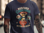 Rescued Chihuahua Energy with adopted & adorable dog and text.